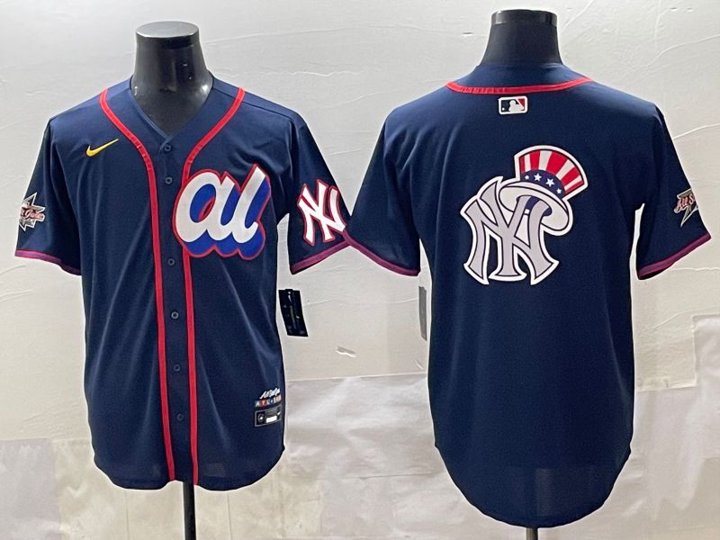 Men 2025 New York Yankees Blank Drak Blue All star Blank Blue Nike MLB Jersey style 7